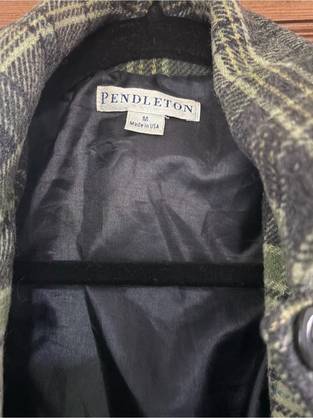 Pendleton Green and Black Plaid Wool Sleeve